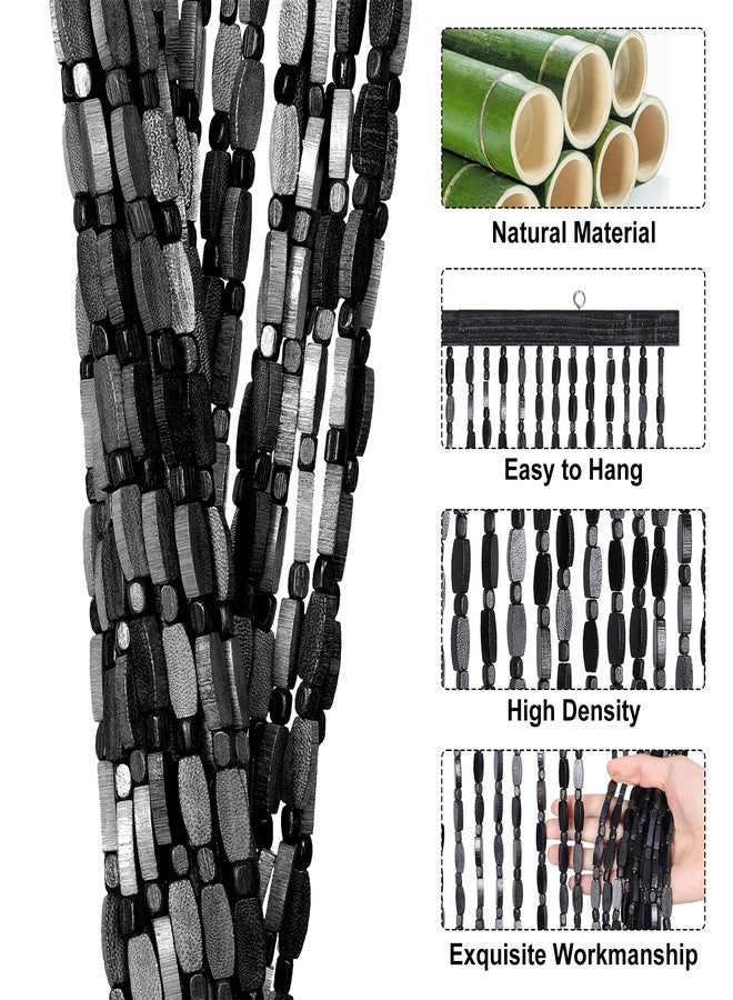 Osunnus Handmade Bamboo Beaded Curtain for Doorway 35.5 x 75 Inches 52 Strands Hanging Door Beads Hippie Curtain for Bedroom Living Room Boho Rustic Home Store Decor, Black - Image 5